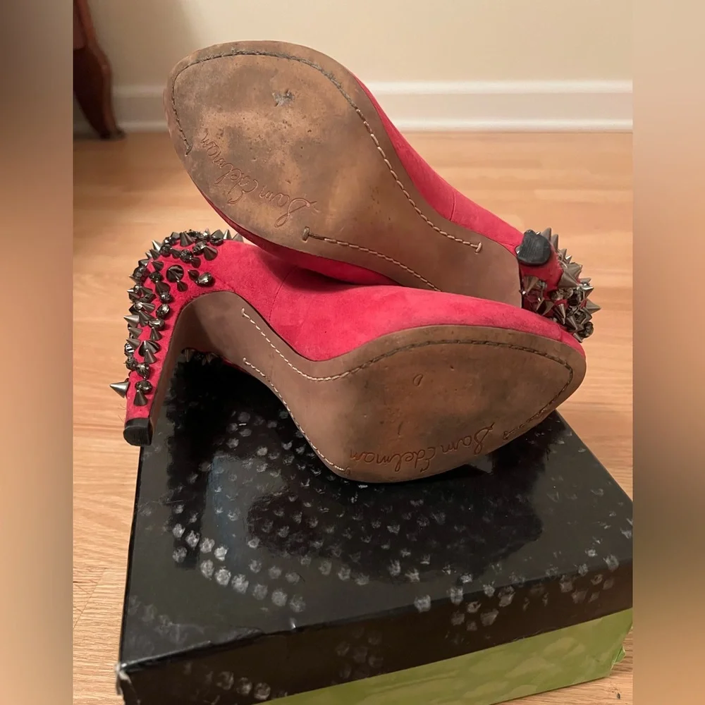 Sam Edelman S-Lorissa Studded Spike pink suede Pump - Picture 4 of 5